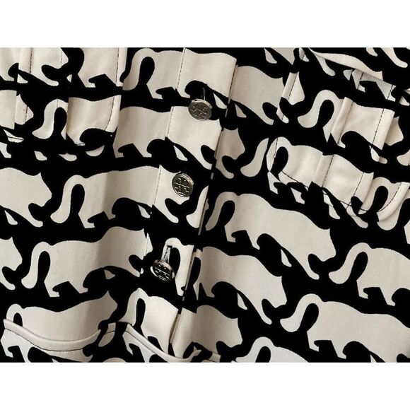 Tory Burch Tricot Silk Printed 3/4 Sleeve Sheath Dress Size Small Black/White - Picture 3 of 6